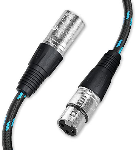 Ultra HDTV Câble Microphone XLR - 7,5m Mâle vers Femelle, symétrique, Cordon 3 Broches Robuste Flexible en Nylon Tressé, pour Micros, Caméra, Ampli, Table Mixage, Enregistrement Professionnel