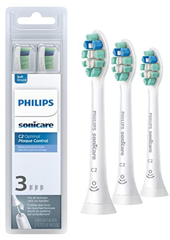 Original Philips Sonicare Optimal Plaque Control Aufsteckbürstenköpfe, HX9023/65, BrushSync-Technologie, Weiß, 3 Stück