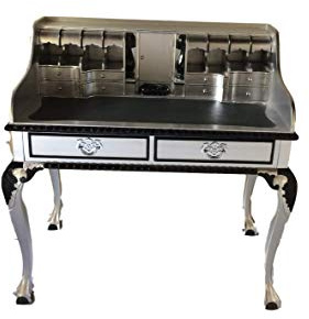 Antiker Sekreterare Barock Louis Seize renässans rokoko färg: Silver med svart skrivbord toalettbord längd 102 x höjd 108 x bredd 58 cm nr 8