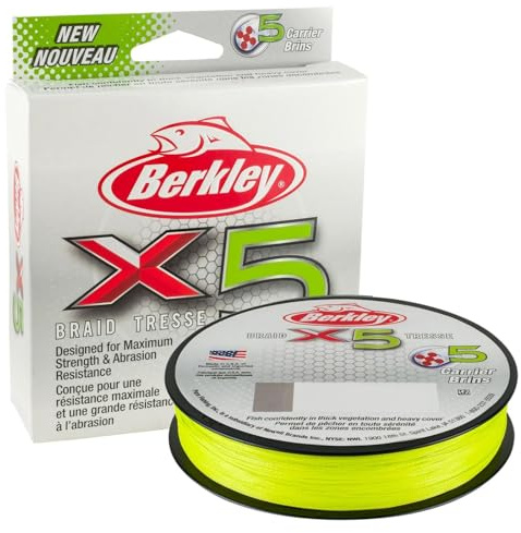 Berkley X5 geflochtene Angelschnur – Starke 5-fache geflochtene Schnur zum Salz- und Süßwasserangeln