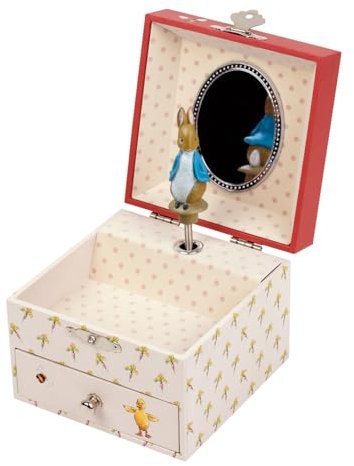 Trousselier 6260367 Musikspieldose für Kinder, Peter Hase, Schmuckschatulle mit ausziehbarer Schublade, Schmuckkästchen, Aufbewahrung