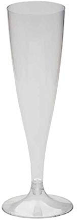 Goldplast - Calici Plastica monouso - calici plastica per Spumante - Flute plastica 100 Pezzi - Easy Flute + Gambo - 100pz