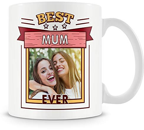 MUGGZ Personalised Photo Mug – Best Mum Ever – 11oz Ceramic Gift | Upload your favourite photo; printed on a premium ceramic mug. Microwave & dishwasher safe. Made in the UK