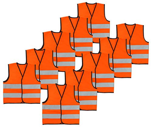 AIEOE Niños Chaleco de Seguridad con Cinta Reflectante Vest de Alta visibilidad Transpirable Chaqueta de Advertencia Pack de 10