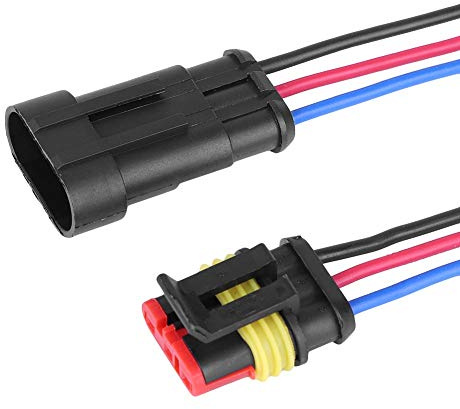 Qiilu Stecker Stecker 5 Kits Wasserdicht Versiegelt 3/4/5/6 Pin Stecker 3 Zeilen Elektrische Stecker Wasserdicht Auto Kabel Stecker/Buchse mit 10 cm Kabel