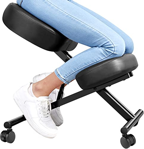 Kniestuhl ergonomisch, Kniehocker Sitzhocker Bürohocker Computerstuhl höhenverstellbar mit Rollen für Zuhause und Büro