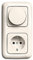 Busch-Jaeger (Original) LED Dimmer Komplett-Set, LED-Drehdimmer -cremeweiß- DURO2000-6523-U 102 (6523 U-102) 2 fach Rahmen inkl. Steckdose mit integriertem erhöhtem Berührungsschutz (Kinderschutz)