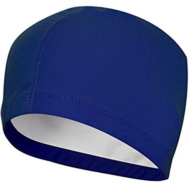 Badekappe Bademütze PU Beschichtet Weiche Badehaube Ohrenschutz Schwimmhaube Schwimmkappe für Herren Damen Lange Kurzes Haar (1xBlau)