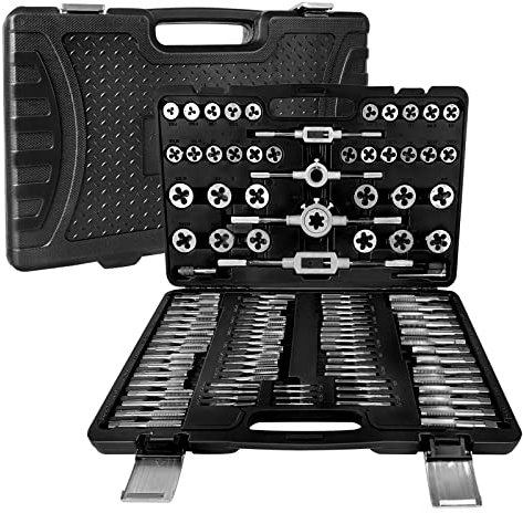 YUENFONG Gewindeschneider-Satz 110 tlg. Gewindebohrer set M2-M18, speziell für metrische Innen- und Außengewinde, Feingewinde inkl. Kunststoff-Koffer