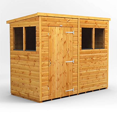 Powersheds High Grade Premium Pent Garden Wooden Shed with Security Features, Door & Window Flexibility, made from Extra Thick Timber & Toughened Glass