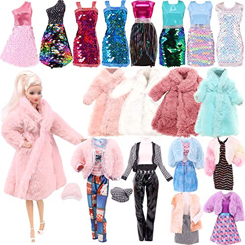 12 PCS Puppenkleidung 1 Winterkleidung 3 Outfits (Top+Hose) 5 Halfter Kleider für 11,5 Mädchen Puppen Minikleider (Zufälliger Stil) (style3)
