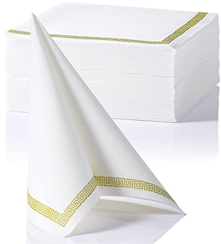 MORGIANA 50 Stück Einweg Servietten Stoffähnliche Hochwertige Servietten Stoffähnlich Weiß Servietten für Hochzeit Weihnachten(40 * 40 CM)