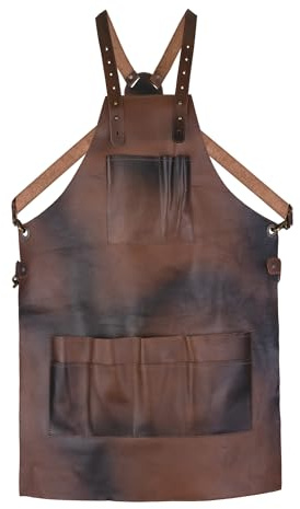 Leathershire Leather Tool Working 12 Pocket Tool Apron | Unisex Leather Cross Body Back Straps Adjustable | Woodworking | Gardening Apron