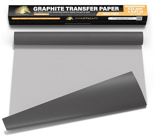 MyArtscape Rotolo di carta trasferibile in grafite, senza cera, 43,2 cm x 4,6 m, carta carbone precisa, ideale come carta da lucido per disegnare