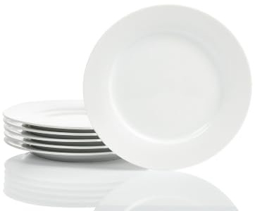 Heike Weiss Frühstücks-,/Kuchenteller 19cm rund, Set 6-teilig Porzellan | klassische Frühstücks-/Dessertteller in gängiger alltagstauglicher Größe, formschöner u. langlebiger Allrounder für jeden Tag