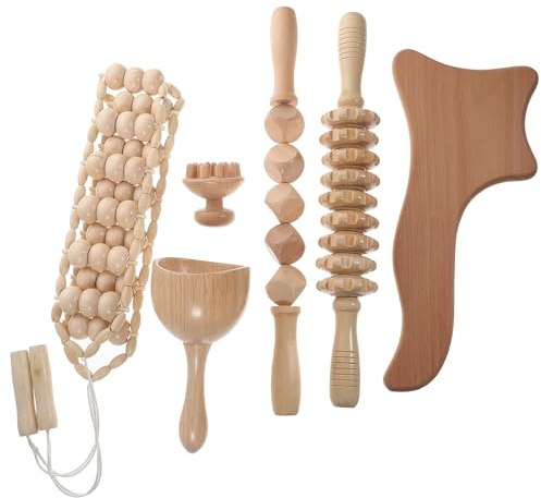 UTHCLO Roller Stab Holzmassagegerät 6 Stück Massage aus Timber Khaki zur Muskelentspannung und Ermüdungsreduktion für Langes Arbeiten im Büro Geeignet für Frauen und Ältere Personen