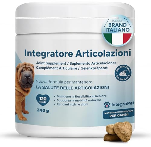 IntegraPet Integratore Articolazioni Cani | Collagene e Magnesio, 120 Snack | Con Glucosamina e Acido Ialuronico · Snack Masticabili per Mobilità e Ossa · Cani di Tutte le Taglie