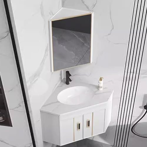 lavandino, mobiletto da Bagno a Parete, mobiletto da Bagno angolare con lavabo in Ceramica e mobiletto a Specchio, lavabo da Bagno con mobiletto, mobiletto da Bagno angolare, mobili da Bagno