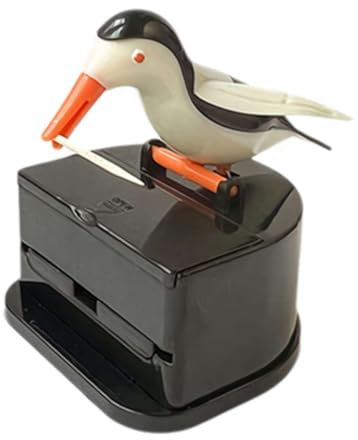 XIAOBAN Zahnstocherspender in Vogelform, neuartiger Vogel-Zahnstocherspender, Vogel-Form, automatische Zahnstocherboxen, lustige Zahnstocherbox für Küche, Familien, Hotels, Restaurants (weiß)