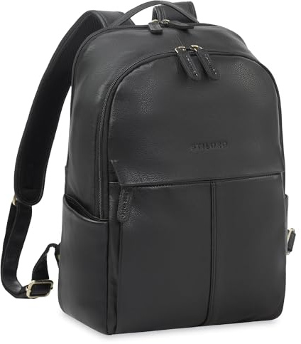 STILORD Marino Stylish Real Leather Backpack for Women and Men Medium – 13-14 inch Laptop Backpack Leather Anti Theft Rucksack – Ideal as an Elegant City Backpack Colour:Black