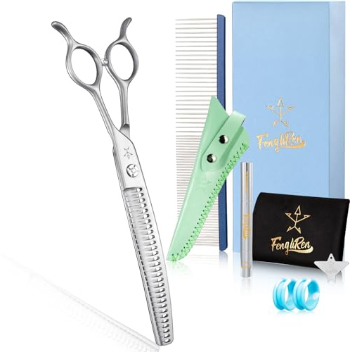 High-end Professional Dog Grooming Curved Thinning Scissors Teeth Blending Shears Pet Texturizing Thinner Blender Shears 7.5 Inch Extremely Very Sharp Made Of Stainless Steel Alloy For Dog Cat Groomer