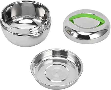 RASTKY Contenitore per il Pranzo Termico a Doppia Parete in Acciaio Inossidabile Isolato, 1,3 L 44 Oz Li Contenitore per Alimenti Rotondo in Acciaio Inossidabile Argentato con Scomparto