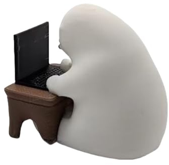 Cartoon Miniature Coder Fight Book Funny Bear with Laptop Computer Statue for Shelf or Work Area Desktop Decoration