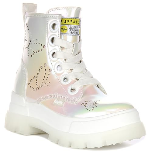 Buffalo Ashpha Damen Rld Butt Mermaid Iridescent Shimmer Bt Plateau, weiß, 38 EU