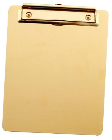 SOPOTUTU Goldfarbenes Edelstahl Klemmbrett A5 Tragbar mit Glatter Oberfläche für Büro und Schule für Bequemes Schreiben Dünnem Papier