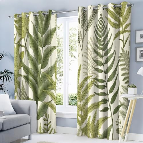 GDJSMIN Nature Forest Illustration Curtains,Grey,Wild Animals Deer, Window Treatments 2 Panel For Living Room Bedroom,W 46 x L 54, Thermal Blackout Eyelet Drapes Decorative