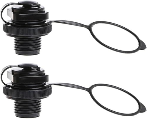 2 Pcs Black Air Valve Inflatable Kayak Screw Air Valve Spiral Air Plugs Replacement Raft Canoe Airbed PVC Boat Gloves Drysuits Kayaking Water Sports Kayak Accessories