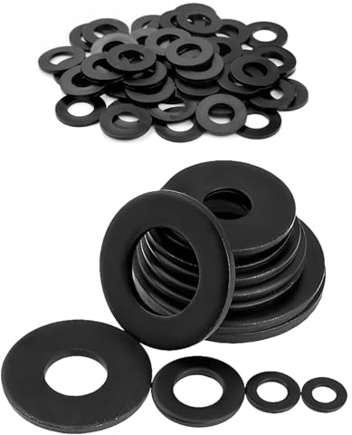 JUKOTA M6x12 mm Rondelle Plastique 50 Pièces Rondelles Nylon Plates Isolation Rondelle Nylon Noir Entretoise Plastique pour Gonds de Porte Sièges de Palier des Engrenages Connecteurs de Meubles