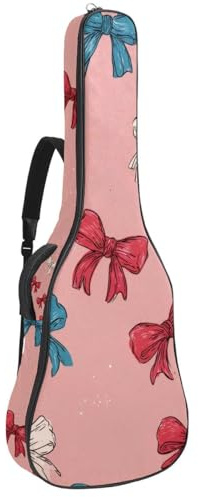 Gitarrentasche mit romantischem Liebesmuster, Rot und Gelb, gepolstert, mit verstellbaren Schultergurttaschen, Mehrfarbig 04, 42.9x16.9x4.7 in, Lässiger Tagesrucksack
