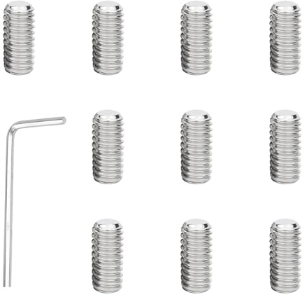 Yitexin Juego de 11 Tornillos Prisioneros de Cabeza Hexagona 155023 con Llave Allen, Tornillos de Fexagonal de Acero Inox para Reparación de Grifo Monomando, Tornillos sin Cabeza (Plata)