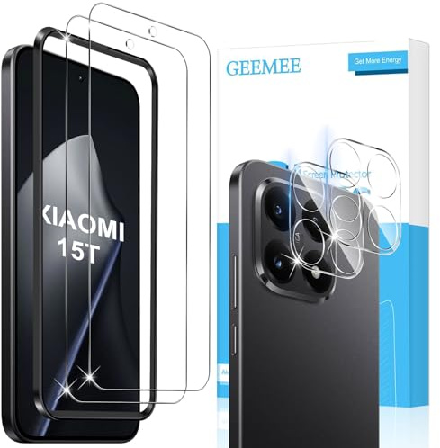 GEEMEE per Xiaomi Mi 15T Pellicola Vetro Temperato, 2 Pezzi Pellicola Protettiva + 2 Pezzi Pellicola Fotocamera, 9H Anti Graffi Anti-Impronte Protettiva Protezione Screen Protector