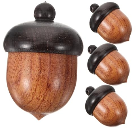LIFKOME 4 Stück Holz Kastanien Anhänger Schmuck Charms DIY Basteln Kettenanhänger Charm für Armband Halskette Handgefertigt Glatte Oberfläche