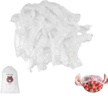 200 pezzi di ‌pellicola alimenti‌ spessa per cibo, adatta al microonde e con materiale PE sicuro per alimenti. Ideale per coperture per frigoriferi e congelatori.