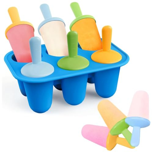 Osmond Moldes de Silicona para Paletas, 6 Piezas, Mini Moldes para Paletas Infantiles con Palitos, Paletas Caseras Pequeñas.