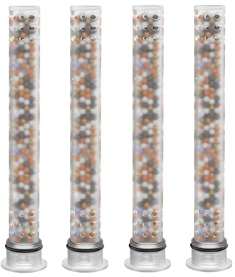 YEAUPE Lot de 4 Filtres de Remplacement pour Pommeau de Douche, Anti-Chlore, Adoucisseur d’Eau Dure, Améliore Peau et Cheveux, Installation Facile