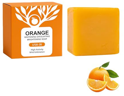 Orange Enzymes Exfoliating Soap for Face & Body, Orange Exfoliating Bar, Natürliche Orangen Peeling Körperseife, Tiefenreinigende, Sanfte Gesichtsseife, Reduce Body Odor, für alle Hauttypen (1)