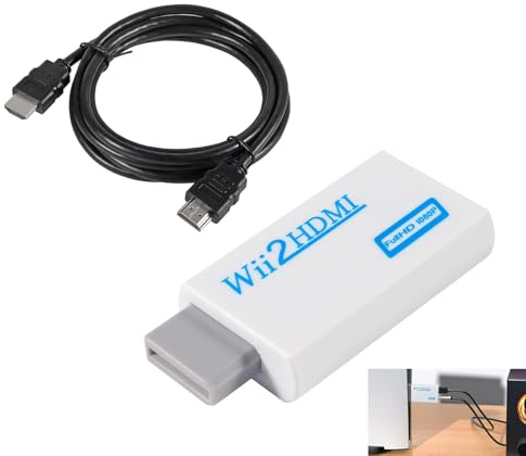 Cyiamku Wii to HDMI Adapter with 3ft HDMI Cable, 1080P/720P Wii to HDMI Converter and 3.5mm Audio Jack, Compatible with All Wii Display Modes, Plug and Play, Works with TV, Monitor, and Projector
