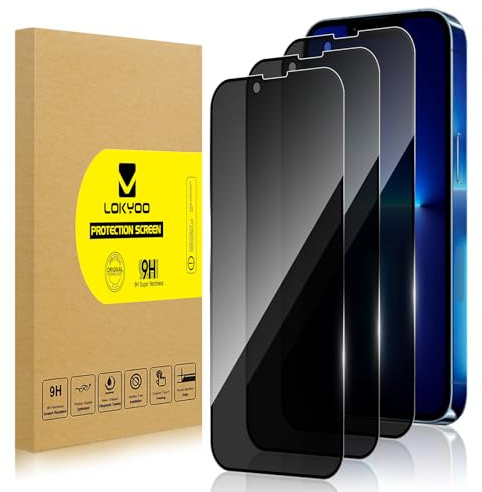 Lokyoo 3 Stück Sichtschutz Full Screen für iPhone 13 Pro | Anti-Spy Panzer Schutz Glas Folie Schutzfolie, Frei von Kratze Displayschutz Hat Keinen Einfluss auf die Hülle