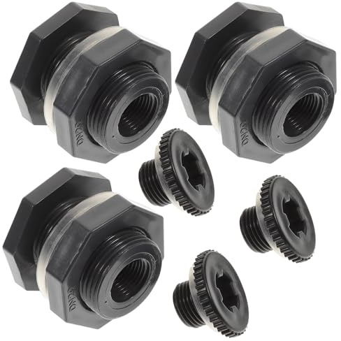 CALLARON Connettore per Serbatoi D'acqua Paratia Filettata 1/2, Set da 3 Pezzi in Pvc Guarnizione Silicone per Raccolta Acqua Piovana, Raccordo Passante per Acquari e Cisterne Industriali