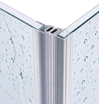 Gedotec Junta de labio magnetica para ducha - 1 par junta magnetica 90° entrada en esquina - PVC Longitud 2 m - vidrio 6-8 mm - Cabinas de ducha