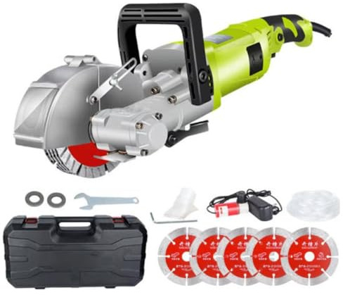 Machine À Rainurer Murale Électrique 4000W pour Coupe de Béton avec Profondeur Et Largeur Réglables, Rainureuse Lourde pour Brique, Marbre, Pierre, Ciment – 5 Lames 121mm
