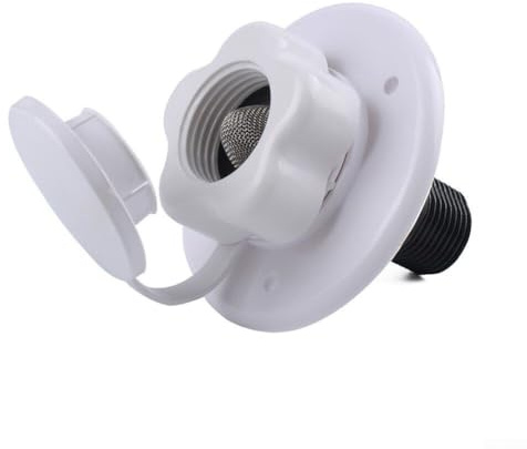 Entrada de agua dulce RV con válvula unidireccional de 19 mm, conector de brida de rosca G1/2 de 2 pulgadas con filtro de acero inoxidable en cuerpo de plástico estabilizado