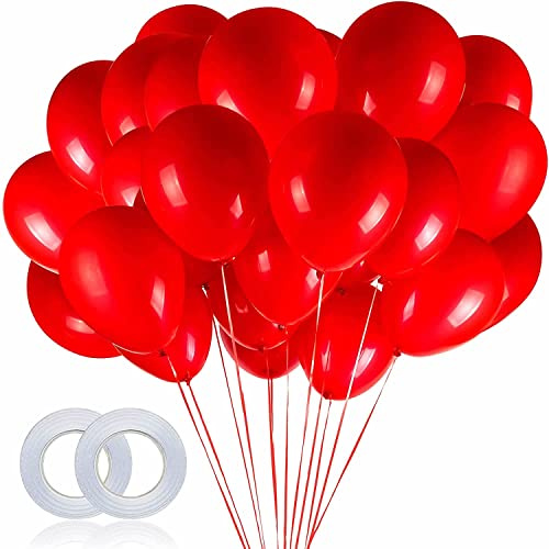 100 Stück * Rote Luftballons * als Deko für Geburtstag, Party und Jubiläum | Ø30cm; 100% Naturlatex, für Helium und Luft | Dekoration Kindergeburtstag Ballons