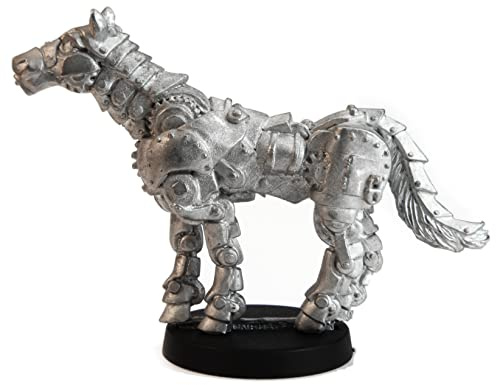 Stonehaven Clockwork Horse Miniature - 64mm Lead-Free Pewter Figure, 28mm Scale, Mount Compatible, Unpainted, Made in USA