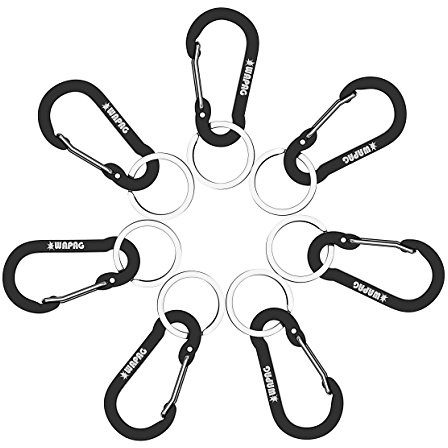 Carabiner Keyring 5cm / 2 inch mini Carabiner Clip Aluminum Small Carabiner for Key Backpack Hiking Running Camping Accessories (7Black)