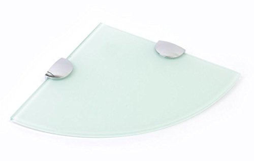 Eckregal aus gehärtetem Glas, 200 mm, 6 mm dick, für Badezimmer / Schlafzimmer / Küche, mit großen Chromstützen